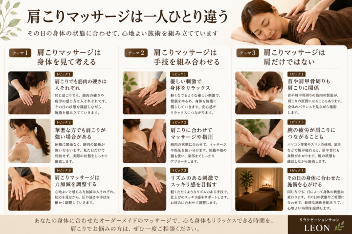 肩こりへのマッサージは一人ひとり違うの画像