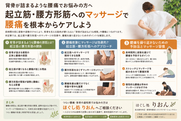 背骨が詰まるような腰痛はマッサージで改善する？起立筋との関係の画像